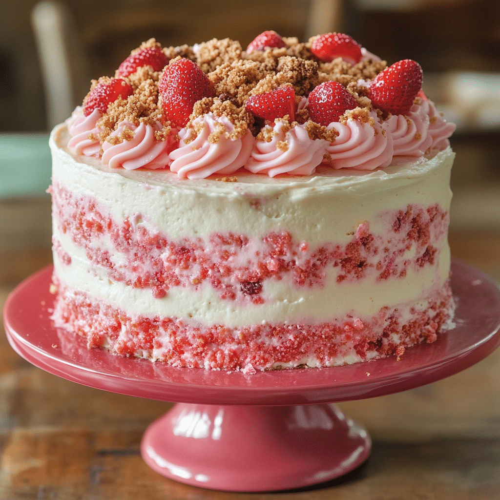 Strawberry Crunch Buttermilk Layer Cake