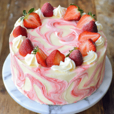 White Chocolate Strawberry Swirl Cake – Elegant, Moist & Irresistible