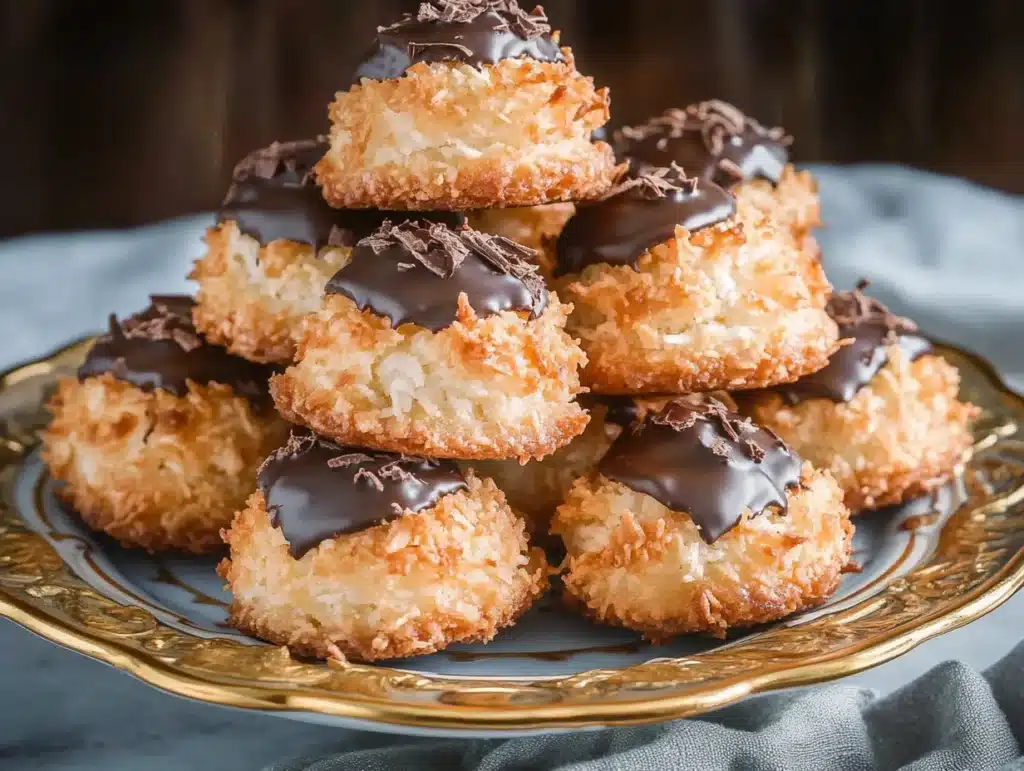 Chocolate Dipped Coconut Macaroons