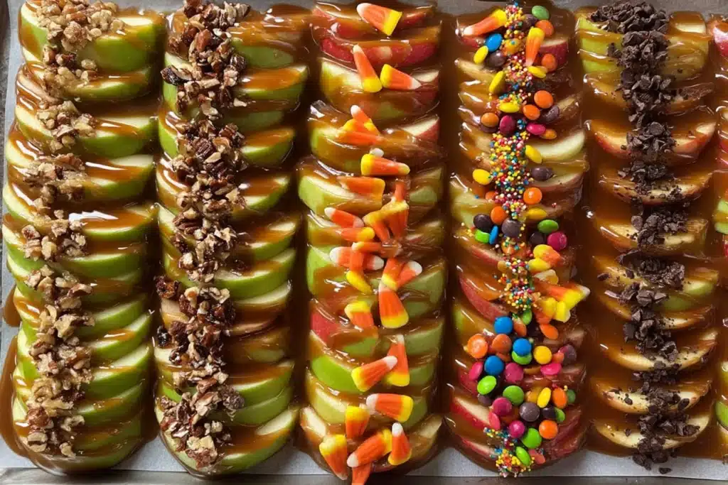 sheet pan caramel apples
