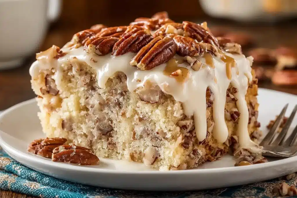 butter pecan praline poke cake
