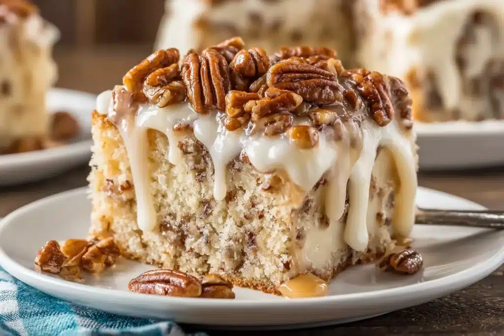 butter pecan praline poke cake