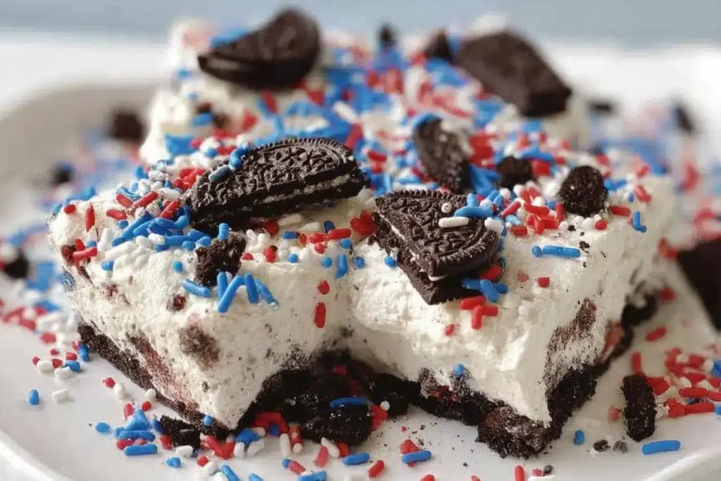 no bake fireworks Oreo cheesecake