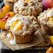 Moist Peach Muffins with Crumb Topping
