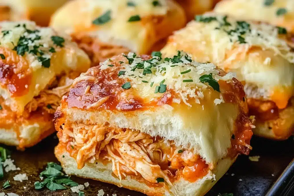 Halloween chicken parm sliders
