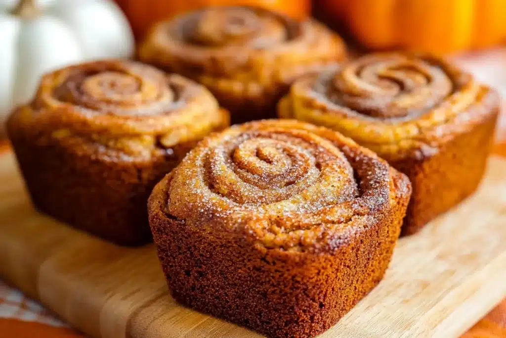 mini pumpkin bread with cinnamon swirl