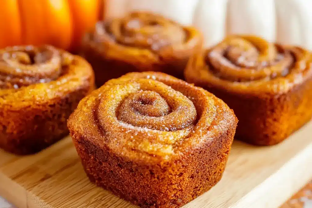 mini pumpkin bread with cinnamon swirl