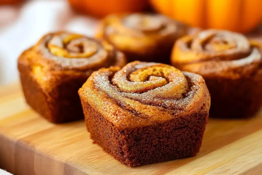 mini pumpkin bread with cinnamon swirl