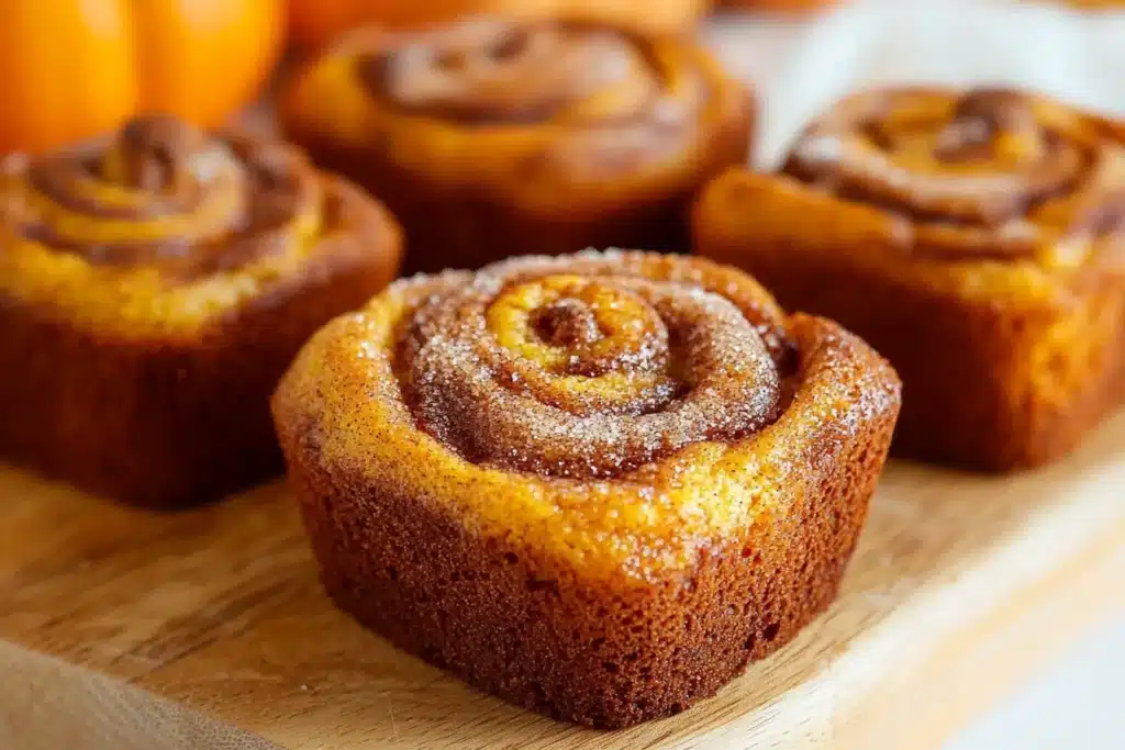 mini pumpkin bread with cinnamon swirl