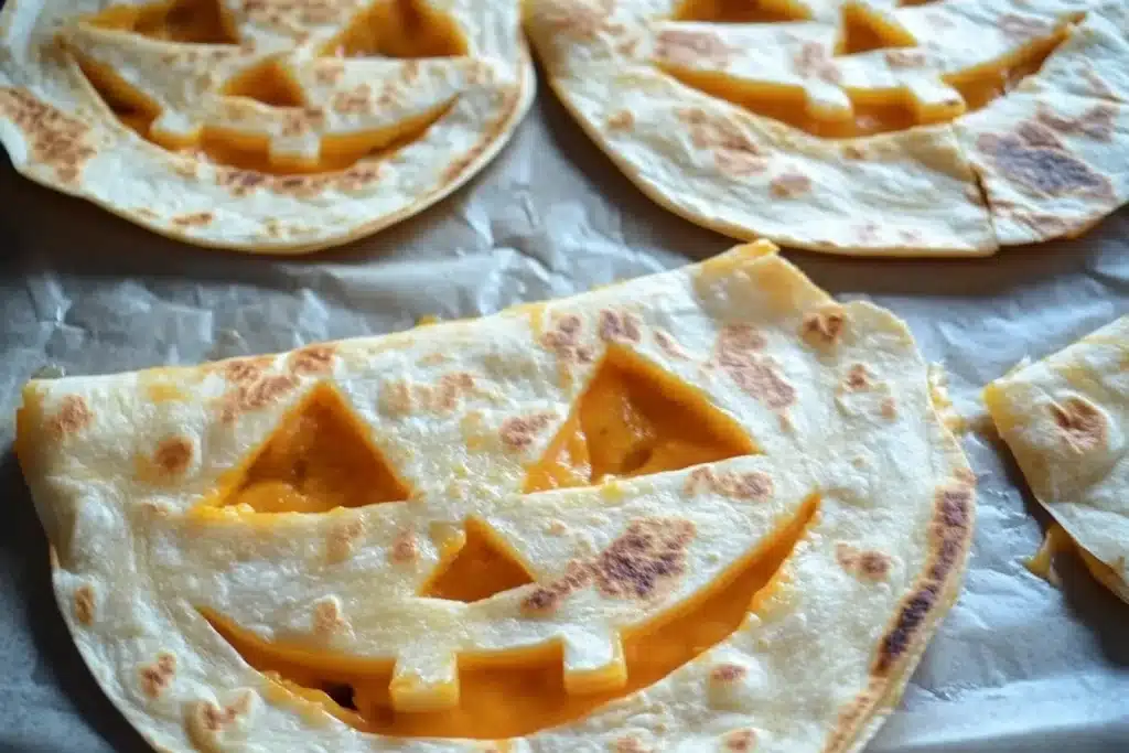 Fun and Easy Jack-o-lantern Cheese Quesadillas