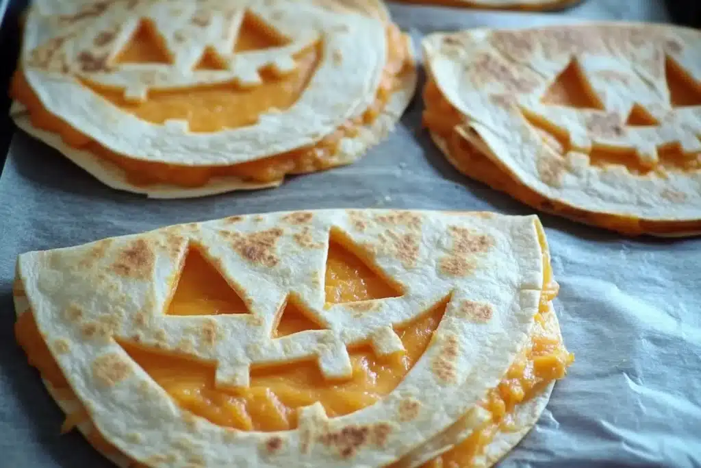 Fun and Easy Jack-o-lantern Cheese Quesadillas