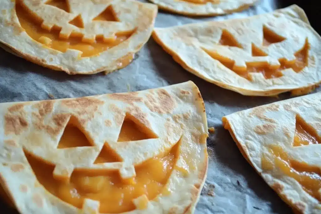 Fun and Easy Jack-o-lantern Cheese Quesadillas