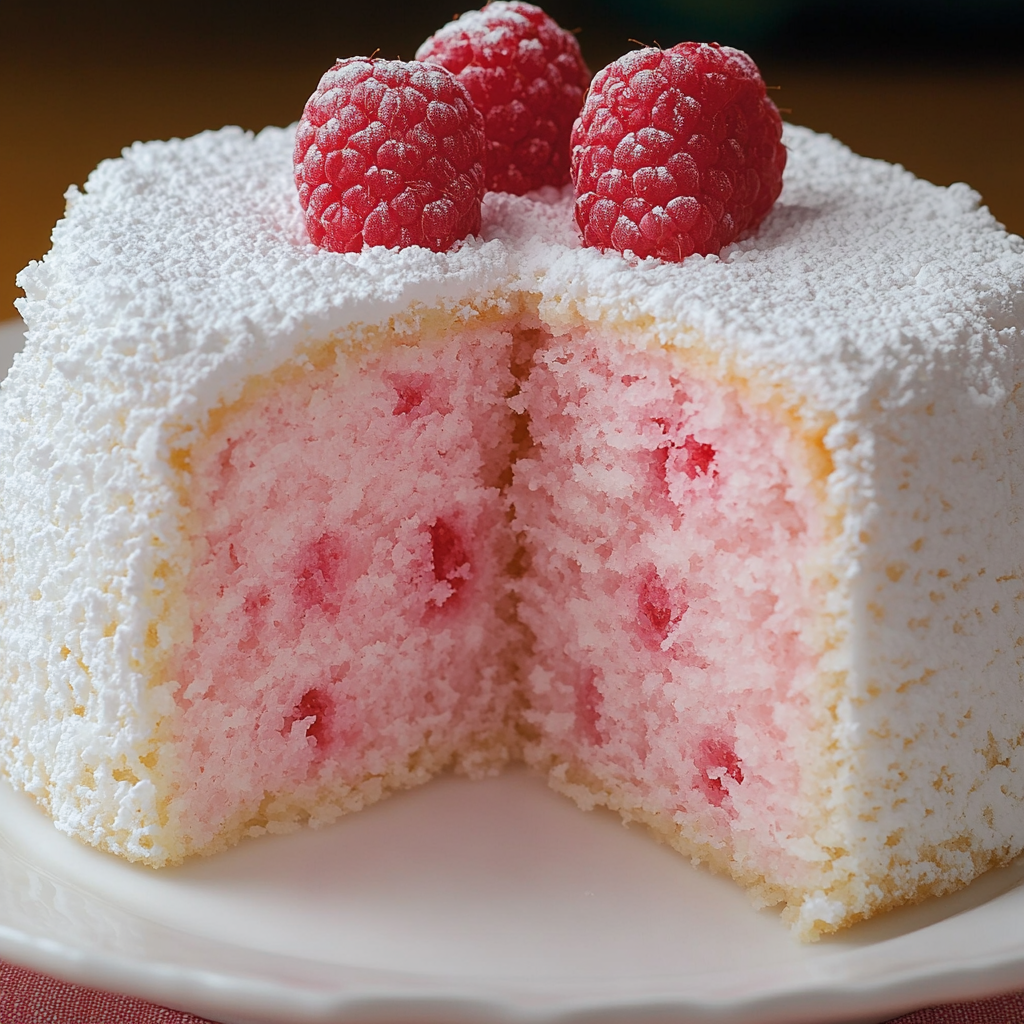 Raspberry Angel Food Cake
