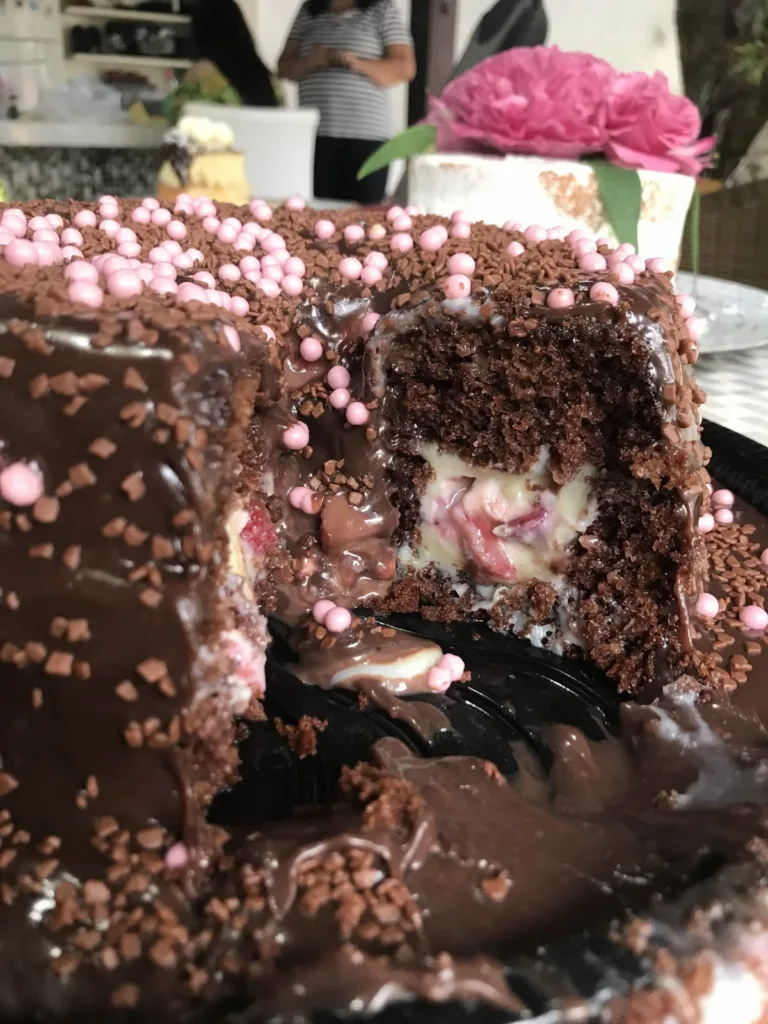 Chocolate Strawberry Cream Filled Cake