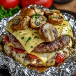 Mushroom and Swiss Burger Foil Packets