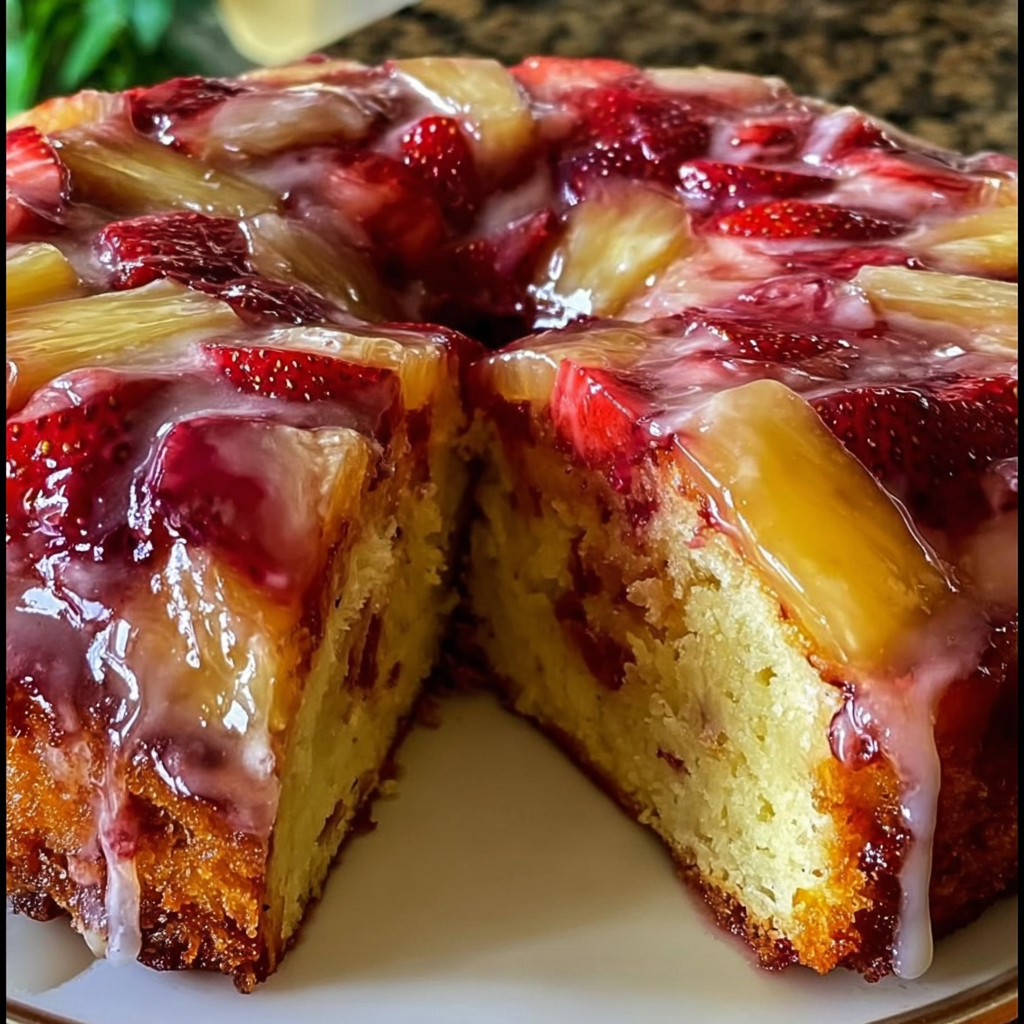 Tropical Strawberry Pineapple Pound Cake Delight
