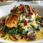 Smothered Chicken with Spinach, Mushrooms & Mozzarella