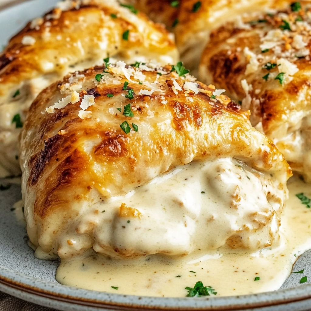 Tender Chicken Pillows with Creamy Parmesan Sauce