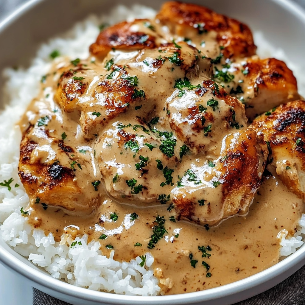 smothered chicken and rice