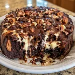 Chocolate Pecan Cream Cheese Brownie Cake
